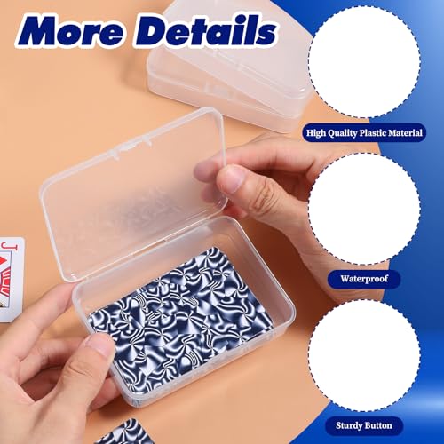 24pcs Plastic Playing Card Boxes,4.1 X 3 X 1 Inches Transparent Clip-On Playing Card Case,Trading Cards Storage Box for Men Women Collecting and Classifying