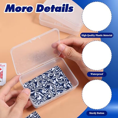 24pcs Plastic Playing Card Boxes,4.1 X 3 X 1 Inches Transparent Clip-On Playing Card Case,Trading Cards Storage Box for Men Women Collecting and Classifying