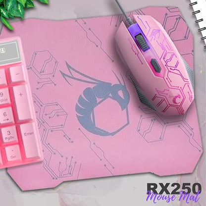 Pink Gaming Keyboard and Mouse Headset Headphones and Mouse pad, Wired LED RGB Backlight Bundle Pink PC Accessories for Gamers and Xbox and PS4 PS5 Nintendo Switch Users - 4in1 Edition Hornet RX-250 - color: Pink
