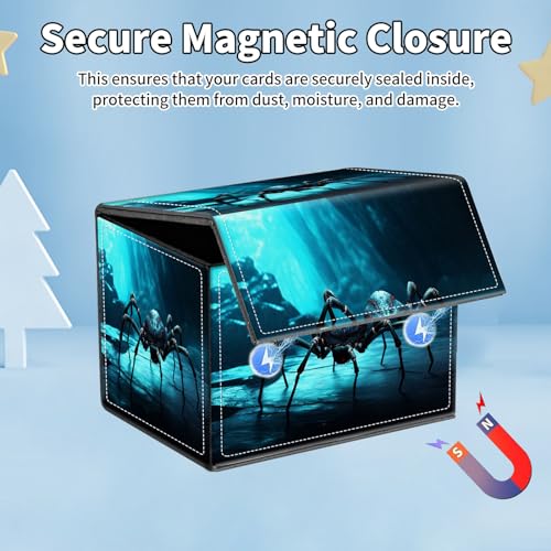 for MTG Commander Deck Box,Card Deck Box for Trading Yugioh MTG,Fits 100 Double Sleeved Cards,PU Leather Strong Magnet Case for Magic Commander TCG CCG,Black Spider - color: Black Spider