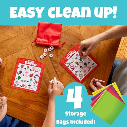 Chuckle & Roar Family Bingo Game, Bingo Game for Kids, Sight Words, Ages 4+ | 4 Ways to Play, Animal Mode No Reading Required, Reading Games, Uppercase & Lowercase Match, Cleanup Bags