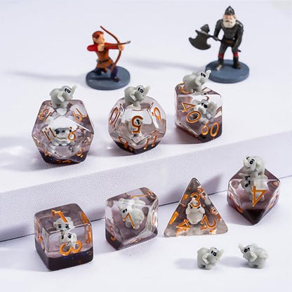 Resin D&D Dice Set, Elephant Animal Polyhedral Dice for Dungeons and Dragons, RPG, MTG DND 7-DIE (D4, D6, D8, D10, D12, D20, D%) for Ages 15 and Up - color: Elephant
