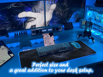 JMIYAV White RGB Gaming Mouse Pad 31.5x12 Inch PC XL Large Extended Glowing Led Light Up Desk Pad Non-Slip Rubber Base Computer Cool Mousepad Mat Desk Accessories Gaming Setup Storm Halo - color: Storm Halo