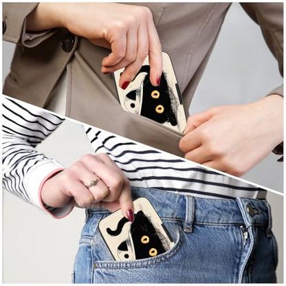 Credit Card Holder, Mini Aluminum Card Wallet RFID Blocking Slim Metal Hard Card Case for Women Men, Cat Lying Down - color: Cat Lying Down
