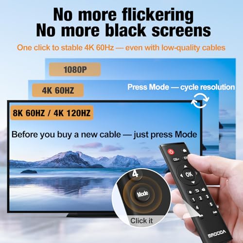 Mrocioa 8K HDMI 2.1 Switch 5 in 1 Out with Universal Remote/iOS App, HDMI Switch 4K 120Hz, Support ARC eARC, Res Adjust, HDCP2.3, HDR, ALLM/VRR, CEC, Dolby, for PS5, Xbox Series X, Applt TV, Fire TV