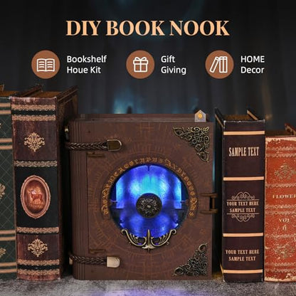 MiniCity DIY Book Nook Kit, 3D Wooden Bookend Bookshelf Insert Decor with LED Light, 278 Pcs Craft Kit for Teens & Adults (Circle of Magic) | 260-piece book-style DIY kit with LED and dust cover; glue/tools and guide included; 4-6 hr build for shelf decor