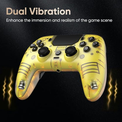 BETMI LED Wireless Controller for PS5, Pro/Slim/Steam Deck/PC(Frosted Glod) | Hall Joysticks/Trigger, Marco Back Button, Turbo, Dual Vibration, 6-Axis, 3.5mm Jack, Built-in Mic, Gamepad with Speaker - color: Frosted Glod