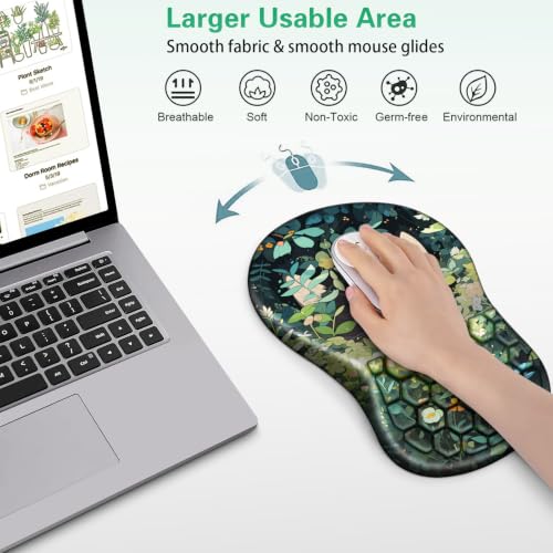 Mouse Pad with Wrist Rest, Canjoy Ergonomic Wrist Support with Massage | Ergonomic Massage Design & Relax and Relieve Fatigue & Non-Slip & PU Base, Comfortable Computer Mousepad for Office Home - color: Curious Cat