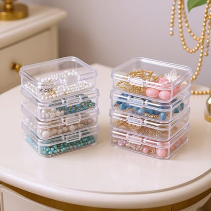 96 Pack Rectangular Clear Plastic Storage Containers | Mixed Sizes, Hinged Lid, For Beads and Small Craft Items - size: Mixed Sizes