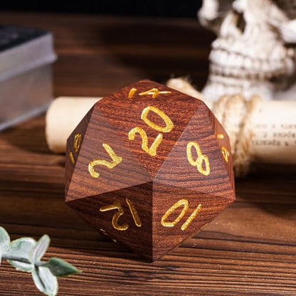 50mm Large D20 Dice Red Sandalwood 20 Sided Dice for Tabletop Games | Premium Gift Box, DM Gift, for Dungeons and Dragons Role Playing Games - color: D20 Red Sandalwood