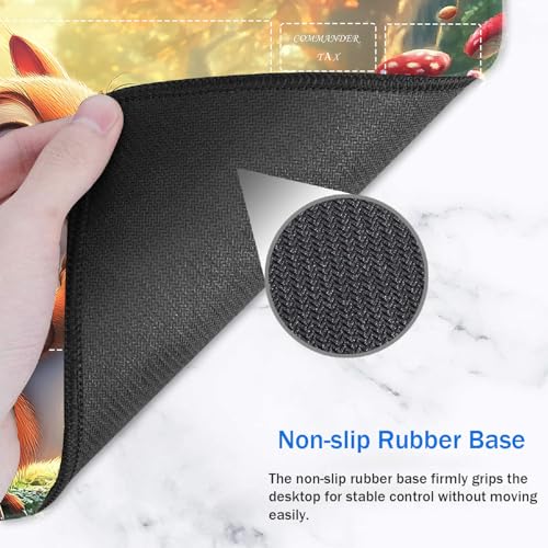 for MTG/TCG Playmat with Zones, 24 x 14 inches Trading Card Playmat with A Storage Bag and 6 Dice, Non-Lip Rubber Bottom Game Desk Mat, Squirrel and Nuts in The Forest - color: Yux-playmats-2-3A-257