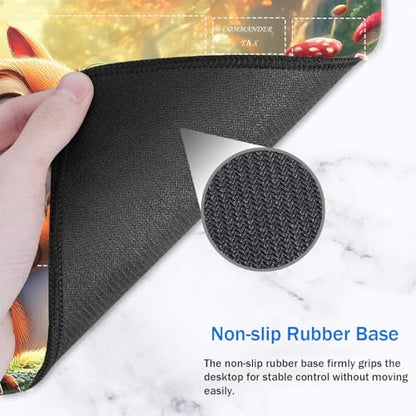 for MTG/TCG Playmat with Zones, 24 x 14 inches Trading Card Playmat with A Storage Bag and 6 Dice, Non-Lip Rubber Bottom Game Desk Mat, Squirrel and Nuts in The Forest - color: Yux-playmats-2-3A-257