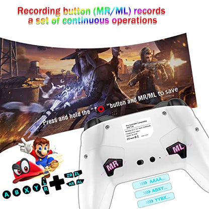 Bluetooth Controller for Switch/Mac/PC/Steam/Mobile Phone/iOS/Android//TV/iPad/Table/Apple Arcade MFi Games, switch pro controller wireless with Adjustable Dual Motion,Turbo,Macros,6-Axis,Wake Up for Black Myth: Wukong (Black) (Purple) (White Black with c