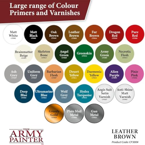 The Army Painter, Colour Primer Leather Brown, 400 ml spray acrilico | Primer marrone cuoio per dipingere miniature Warhammer e Dungeons and Dragons - color: Leather Brown