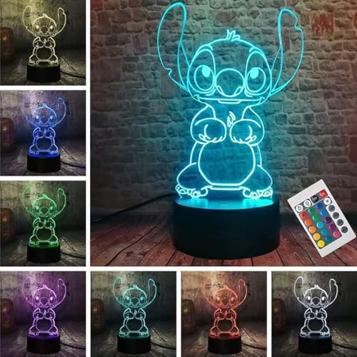 LOUHH 3D Illusion Night Light, 16 Color Night Light - 3D LED Intelligent Remote Control Lamp for Children's Room Decoration and Children's Gifts - color: Blue