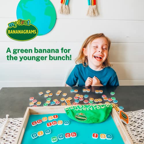 Bananagrams My First, Lowercase Letter Word Game for Ages 4+ | Combo-letter tiles build early spelling & phonics skills; word game for pre-readers and kids ages 4+ - style: My First