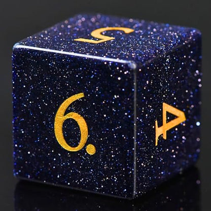 BlueSand Stone DND Dice Set with an Iron Box for DND COC Role Playing dice Games and Board Games Gift (BLUESAND Stone) - color: Bluesand Gem