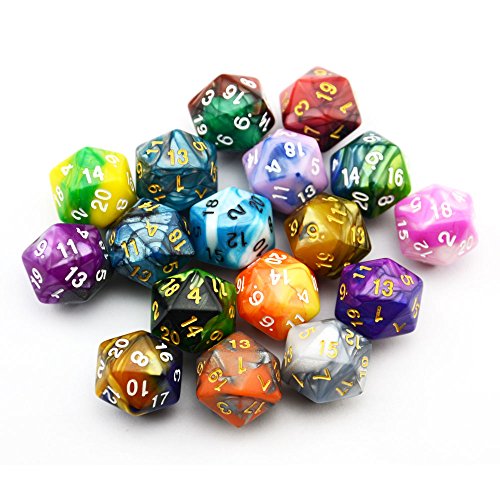 SmartDealsPro 10-Pack 20 Sided Dice D20 Polyhedral Dice for DND RPG MTG Table Game (Double Color) - color: Double Color