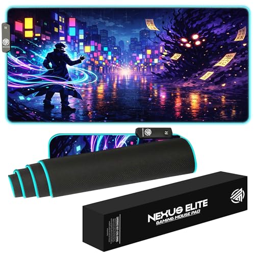 RGB Gaming Mouse Pad Large Extended Desk Mat 35.4x15.7in XXL XXXL Mousepad LED Light Up Keyboard Mat PC Gamer Desk Pad Gaming Accessories Extra Big Mouse Mats Full Desk Size - Arcane Rift - color: Arcane Rift