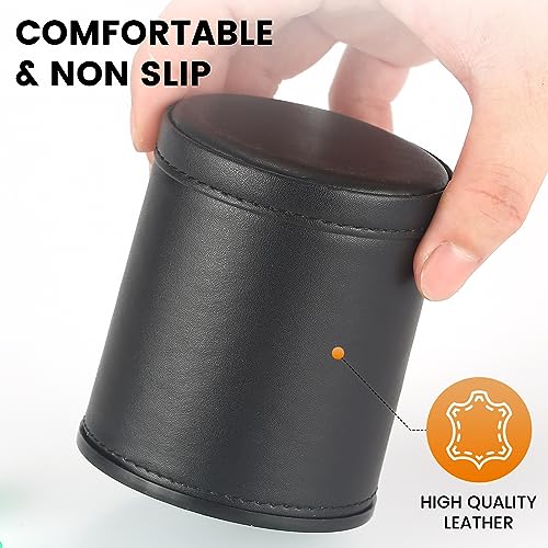 5 Pack PU Leather Dice Cups Velvet Felt-Lined Shaker Cups with 30 Dot Dice for Bar Party Yahtzee Farkle Dice Games - color: Multiple