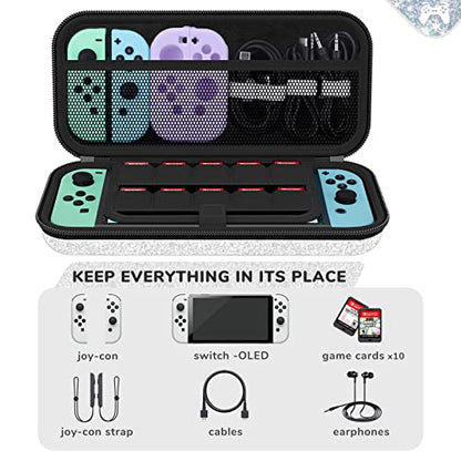 Homicozy Glitter Carrying Compatible with Nintendo Switch OLED & Switch Console, Silver Protective Hard Travel Shell Pouch for Nintendo Switch Console/Accessories, Gaming Case for Girls - color: Silver