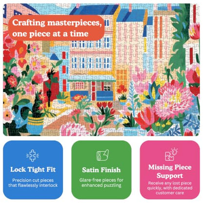 Cross & Glory | 1000 Piece Jigsaw Puzzles for Adults | Petal Promenade | Springtime in Paris | Vibrant Spring Colors | 2mm Thick Pieces | Bonus Reference Poster | Satin Finish | Ages 14+ - color: Spring Hues