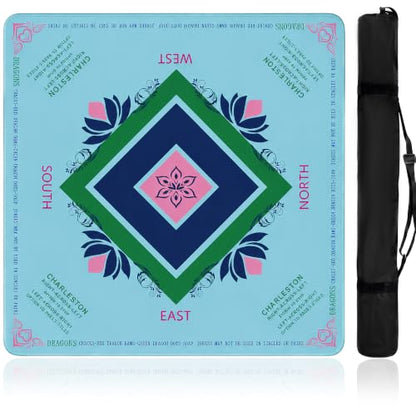 Non-Slip 31.5x31.5 in Noise Reduction Mahjong Game Mat, Lotus | Multi-use Waterproof Table Pad for Mahjong, Poker, Board Games, Card Games & Dominoes, Foldable Gaming Desk Mat - style: Lotus Serenity