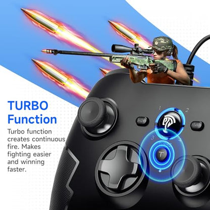 EasySMX Wired Gaming Controller,PC Game Controller Joystick with Dual-Vibration Turbo and Trigger Buttons for Windows PC/ PS3/ Android TV Box/Tesla