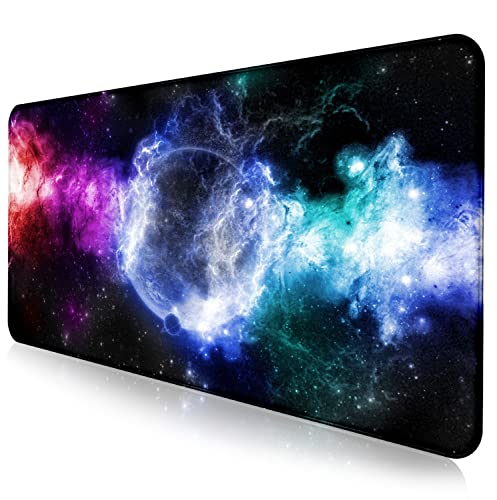 Large Extended Nebula Starry Sky Mouse Pad, Laptop and Home Office Desk Pad | Large Extended Mouse Pad; Full Desk Coverage; Waterproof Coating; Stable Anti-Slide Base For Gaming, Office, Study Daily Use - color: Nebula Starry Sky