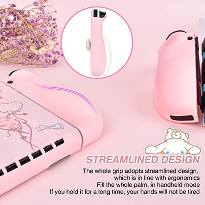 DLseego Cute Dog Switch OLED Protective Case Silicone Soft Cover Shockproof Pink Skin Joy Con Shell with 4PC Cat Claw Thumb Grips Caps