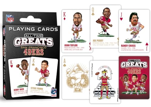 MasterPieces Family Games - NFL San Francisco 49ers All-Time Greats Playing Cards - Officially Licensed Playing Card Deck for Adults, Kids, and Family - style: San Francisco 49ers