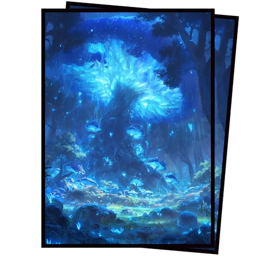 Card Sleeves for (MTG) - 100 Full Art Panoramic Lands, Premium Matte, 5 Color Landscape Art (Blue) - color: Blue