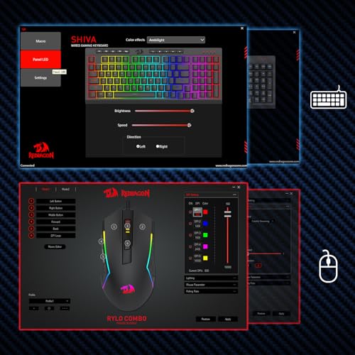 Redragon S141 Combo, K515 Membrane Gaming Keyboard + M616 10000 DPI Mouse | 4 On-the-Fly Combos, Mechanical-Feel Linear Quiet Typing, 6-Button Precision Control, Detachable Wrist Rest, PRO Software - color: S141