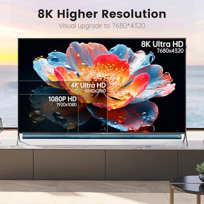 LEADSTAR HDMI Cable Fiber Optic 8K 4K 100 ft, 8K 60Hz / 4K 120Hz, 48Gbps High Speed Long HDMI 2.1 Cord Braided | Ultra HD, HDR10, 2160p, eARC, 3D, HDCP 2.2 | for Xbox, PS5, TV, Laptop, Monitor - size: 100 ft