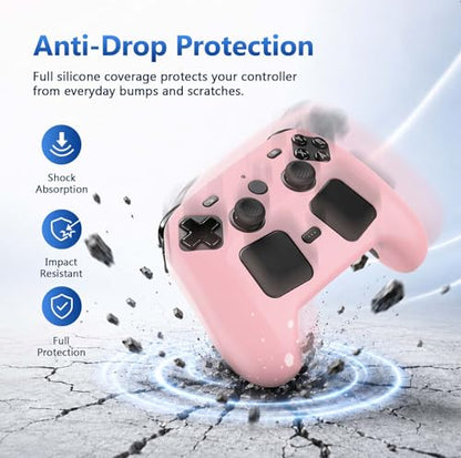 Case Cover Compatible with Steam Controller 2 2026, Soft Silicone Protector Cover Skin Case for Steam Controller 2 with Thumb Grip Caps, Anti-Scratch, Shockproof (Pink) - color: Pink
