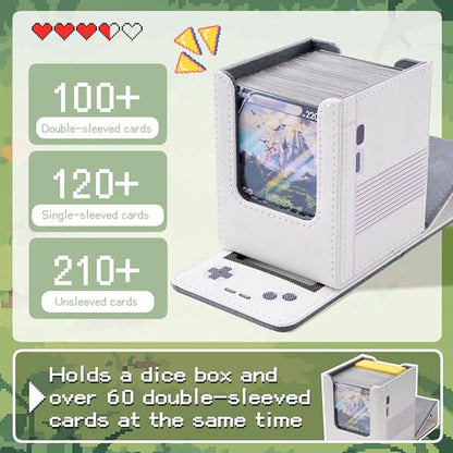 Venssu Retro Gaming Console Appearance Deck Box for MTG Commander (Yellow) | Holds 120 Single/100 Double-Sleeved Cards, Fit MTG/PTCG/OPTCG Cards, Strong Magnet, PU Leather, With 2 Dividers - color: Yellow