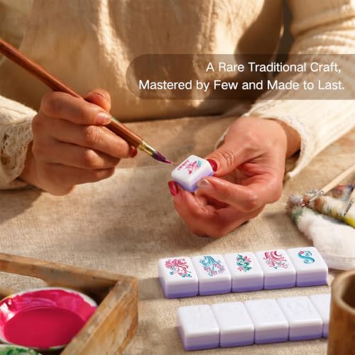 American Mahjong Tile Set, 160 Purple 4 Layer Mah Jong Game Tiles with Tile Bag, Gift-Ready Storage Box, 4 Dice with Pouch, Mahjong Travel Tiles Set, Majiang Set, Majong