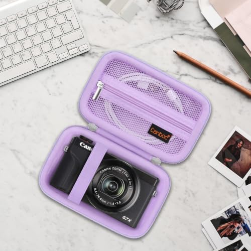 Canboc Carrying Case for PowerShot G7 X Mark III/ G7X Mark II Digital 4K Vlogging Camera, SX740 SX730 Camera Bag, Zipper Mesh Pocket fits USB Cable, Batteries, Purple - color: Purple