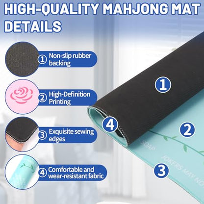 Mahjong Mat | Non-Slip Gaming Mat with Noise Reduction 31.5x31.5 Inch Large for Mahjong, Poker, Board & Card Games, Dominoes | Rosy Dream - style: Rosy Dream