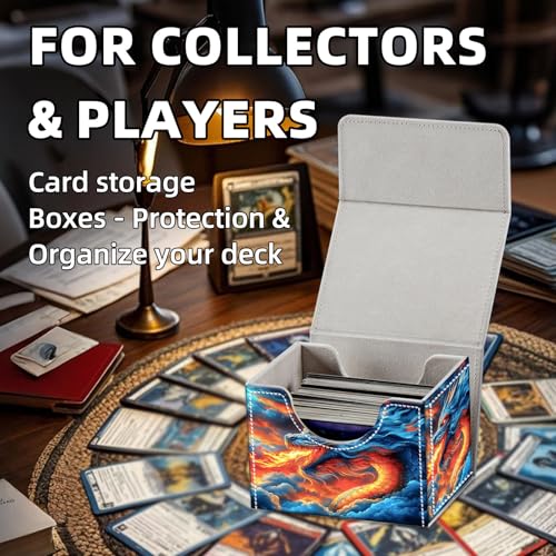Trading Card Storage Box, Holds 100+ for MTG Cards, Premium PU Leather with Magnetic Closure, Blue Dragon Breathing Fire Durable Deck Box for Magic the Gathering, Trading Card Games - color: Blue Dragon Breathing Fire