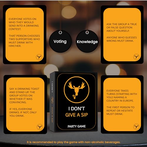 I DON'T GIVE A SIP... Fun Drinking Game for Adults | Hilarious Drinking Cards that Will Get You Drunk or Make You Do Funny Things | Adult Party Games for Game Nights and Epic Bachelor Parties