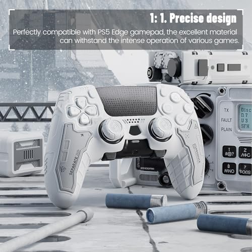 Tactical Skin Set for PS5 Edge Controller, Anti-Slip Silicone Protective Cover Skin Case Compatible with PS5 Edge Wireless Controller with 2 Thumb Grip Caps - Dawn White - color: Dawn White