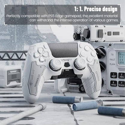 Tactical Skin Set for PS5 Edge Controller, Anti-Slip Silicone Protective Cover Skin Case Compatible with PS5 Edge Wireless Controller with 2 Thumb Grip Caps - Dawn White - color: Dawn White