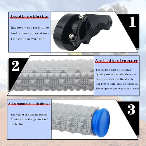 22mm 7/8" Throttle Twists Grip with Throttle Cable Upgraded Universal for Off-Road Motorcycle 250 Dirt Pit Motor Mini Bike YCF CRF70 TTR SSR KLX110 Thumpstar - color: Blue