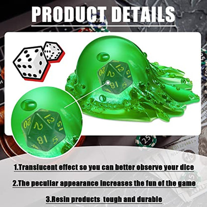 Deekin Translucent Cube Dice Storage with 7 Polyhedral Dice Set, Resin Cube Holder for TTRPG Tabletop Role Playing Game Fantasy Tabletop Gaming(Green) - color: Green