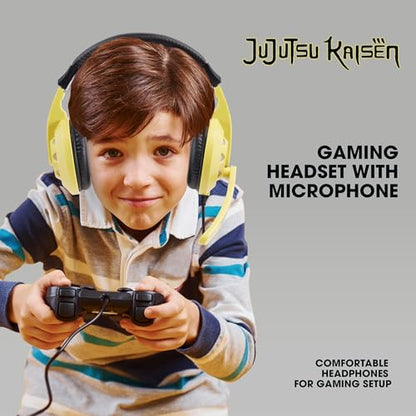 Jujutsu Kaisen Gaming Headset with Mic, Wired Headphones, Microphone, LED | Jujutsu Kaisen wired gaming headset, mic, LED lights, padded over-ear comfort, enhanced audio, PC gaming setup. - color: JJK