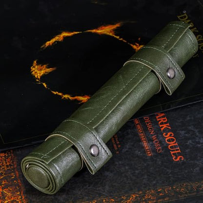 Cusdie 2 in 1 Dice Rolling Mat & Zippered Dice Holder Dice Tray- Compatible with DND Polyhedral Dice (Leatherette-Green) - color: Leatherette-green