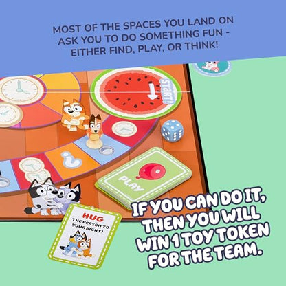 Bluey Scavenger Hunt Board Game, Cooperative Play with 4 Exclusive Mini-Figures, Learning Toys for 5+ Year Old, Fun Toy Token Collecting Game - style: Bluey Scavenger Hunt Game V2
