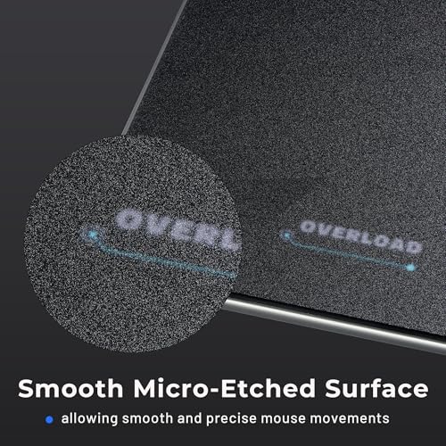 XVX Glass Mousepad Gaming, Overload Black Tempered Glass Mouse Pads for Gaming,Professional Large Mouse Mat 16.2" x 12.2", Special Glass Surface with Improved Precision and Speed - color: Black(Overload)