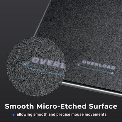 XVX Glass Mousepad Gaming, Overload Black Tempered Glass Mouse Pads for Gaming,Professional Large Mouse Mat 16.2" x 12.2", Special Glass Surface with Improved Precision and Speed - color: Black(Overload)